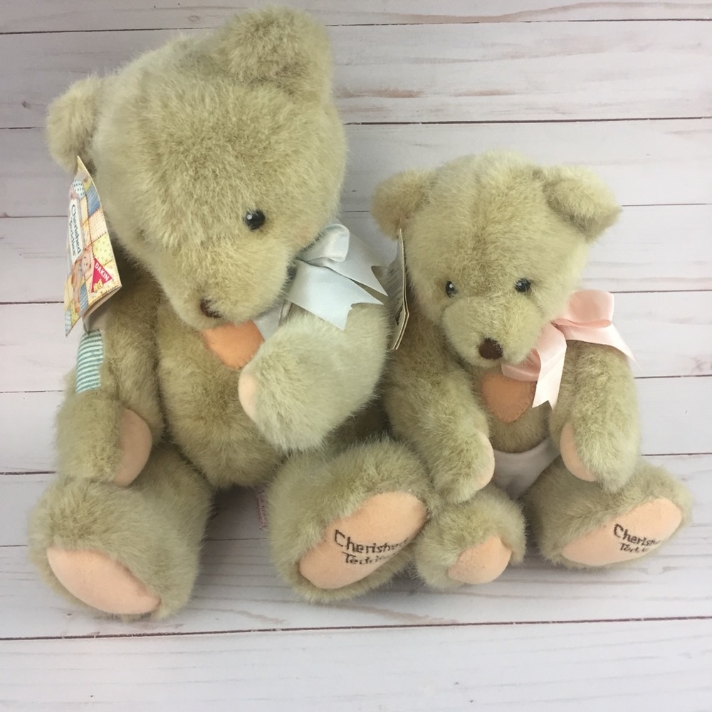 2 Dakin Cherished Teddies Plush 1994 Priscilla Hillman - Theodore and Baby Bear